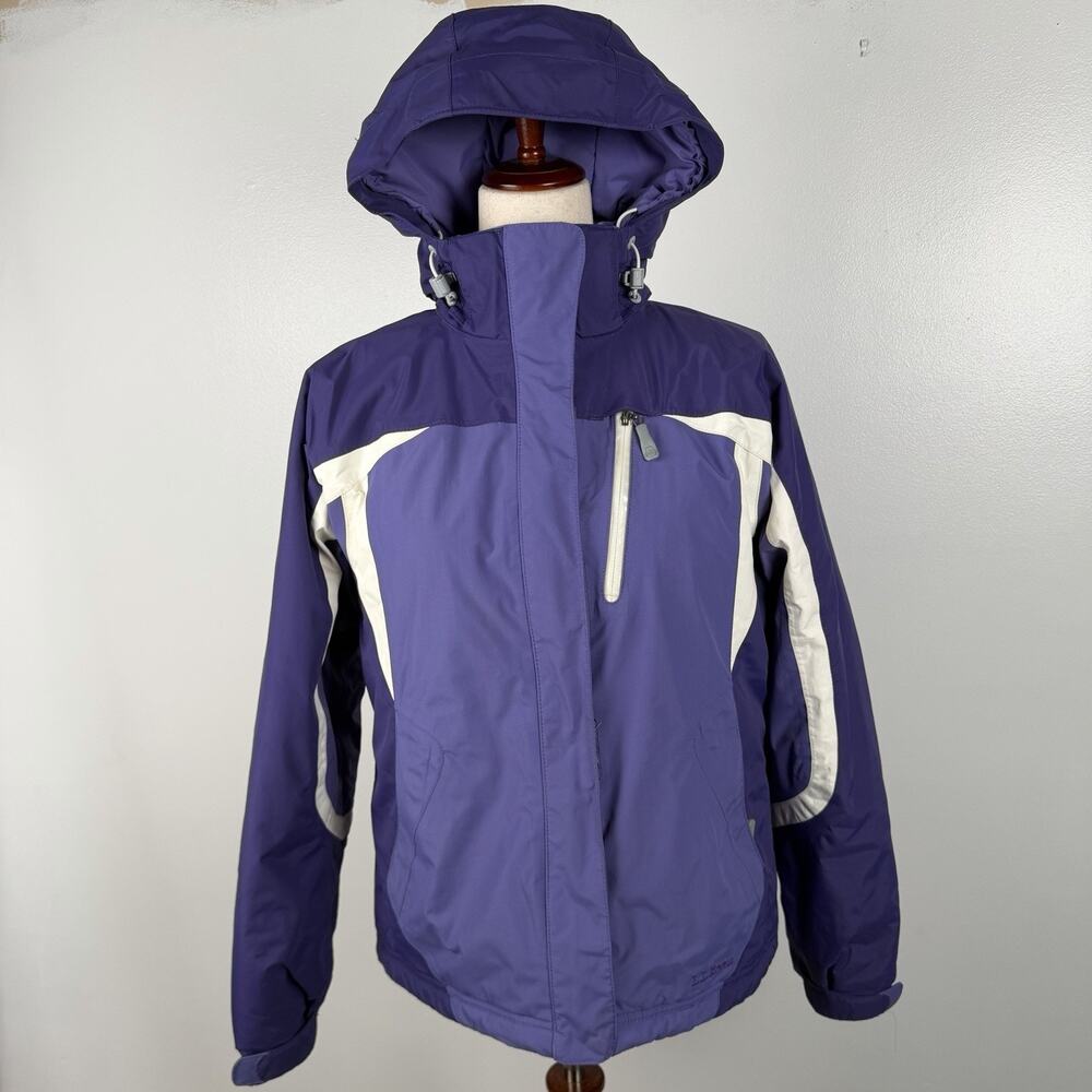 LL Bean Womens Purple Colorblock Insulated Hooded Ski Snow Jacket Size S 264924